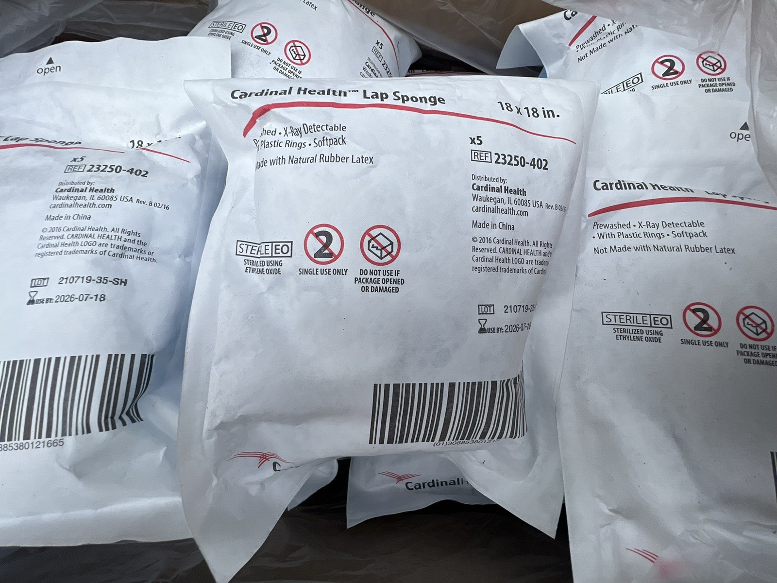 Cardinal Health Lap Sponge 18”x18” 23250-402 EXP 2026-07-18 Lot of 9