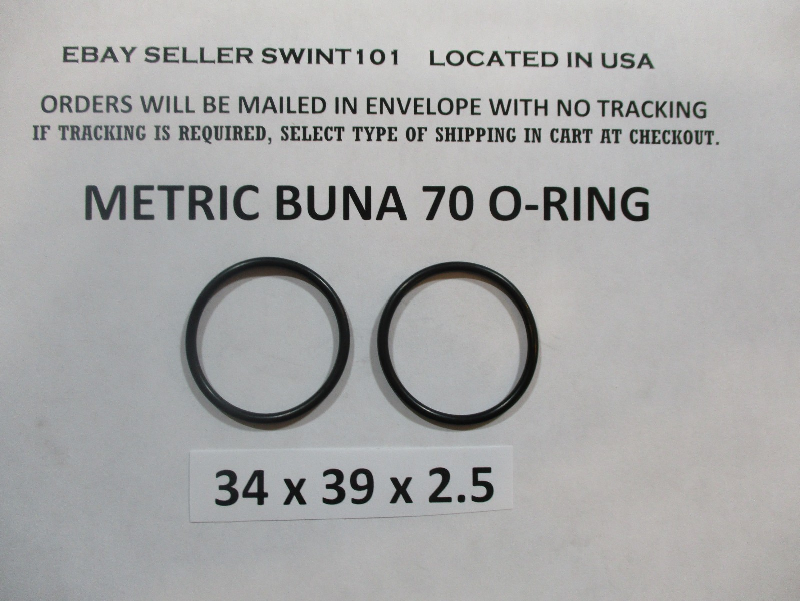 34mm ID x 39mm OD x 2.5mm thick O-ring. Buna-70. Quan 2.