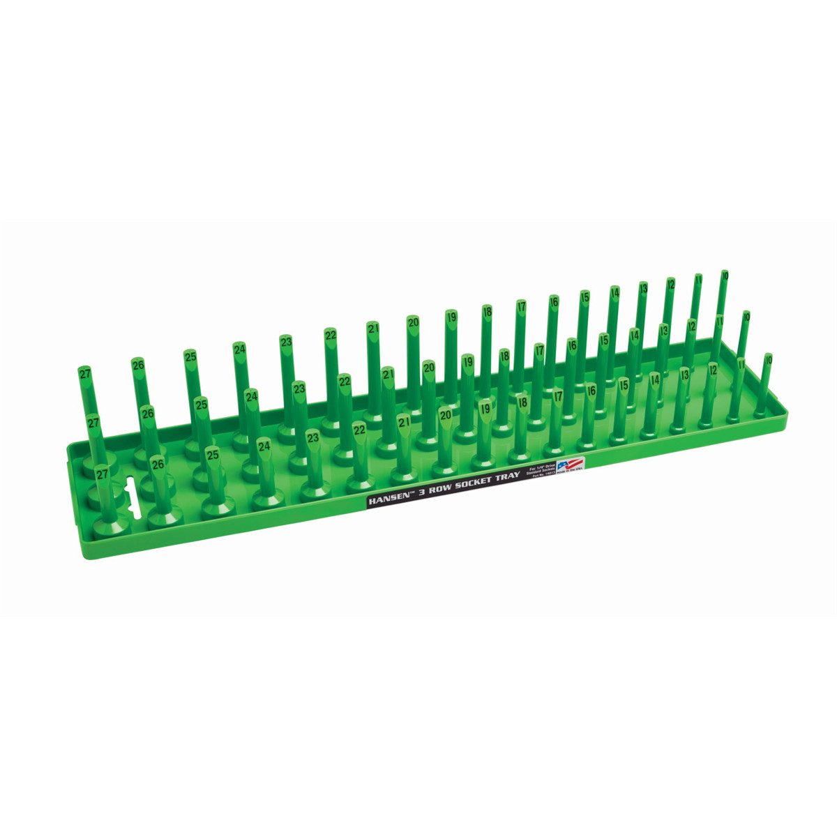 12043 Hansen Global 1/2″ Metric 3-Row Socket Tray – Green