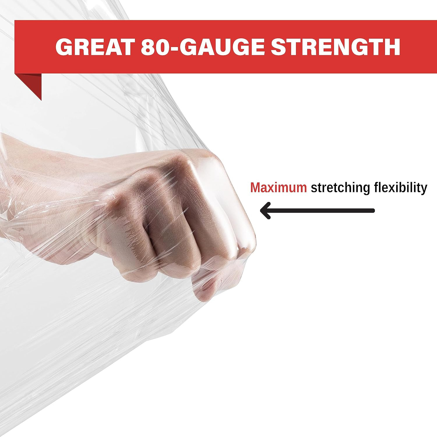 Industrial Strength Stretch Wrap 4 Pack, 18″ 1100 Sqft, 80 Gauge