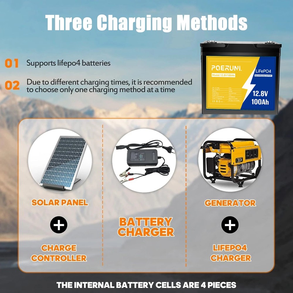 12V 100Ah LiFePO4 Lithium Battery for Solar RV Marine Off-Grid Long Lifespan CA