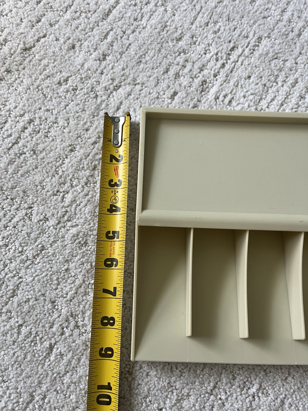 Vintage Beige Plastic Currency Strap Organizer Bank Teller Bill Band Rack 6 Slot
