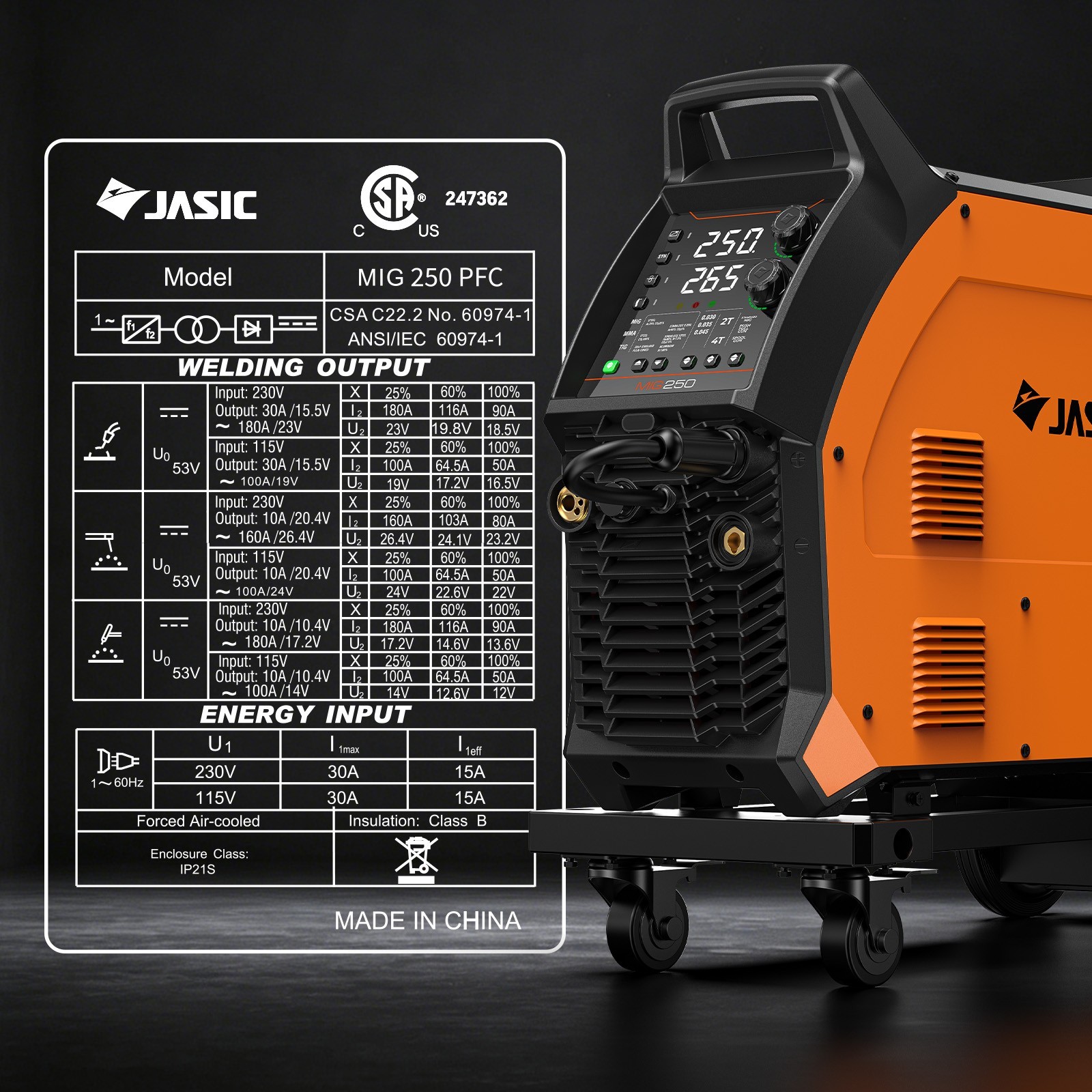 JASIC MIG Welder + Plasma Cutter PFC Welding/Cutting Machine for 95-265V Voltage