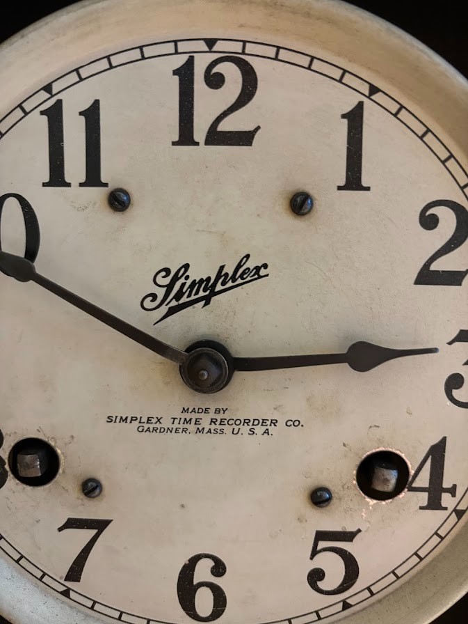 Simplex Time Recorder Clock antique for repair or parts wood no key local only