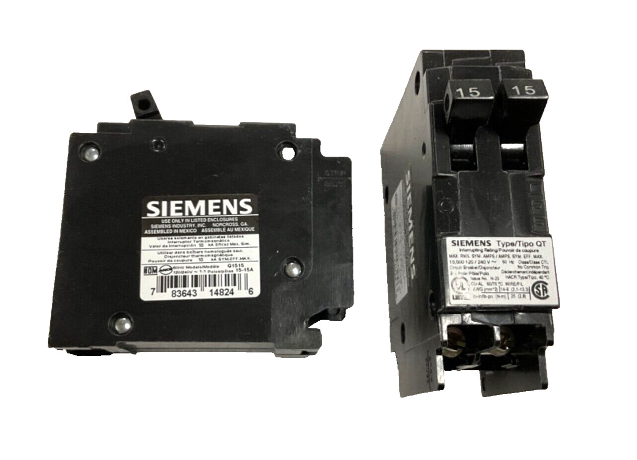 12 PACK Siemens Q1515 Circuit Breaker 15-15 Amp Double Breaker Electrical-RV