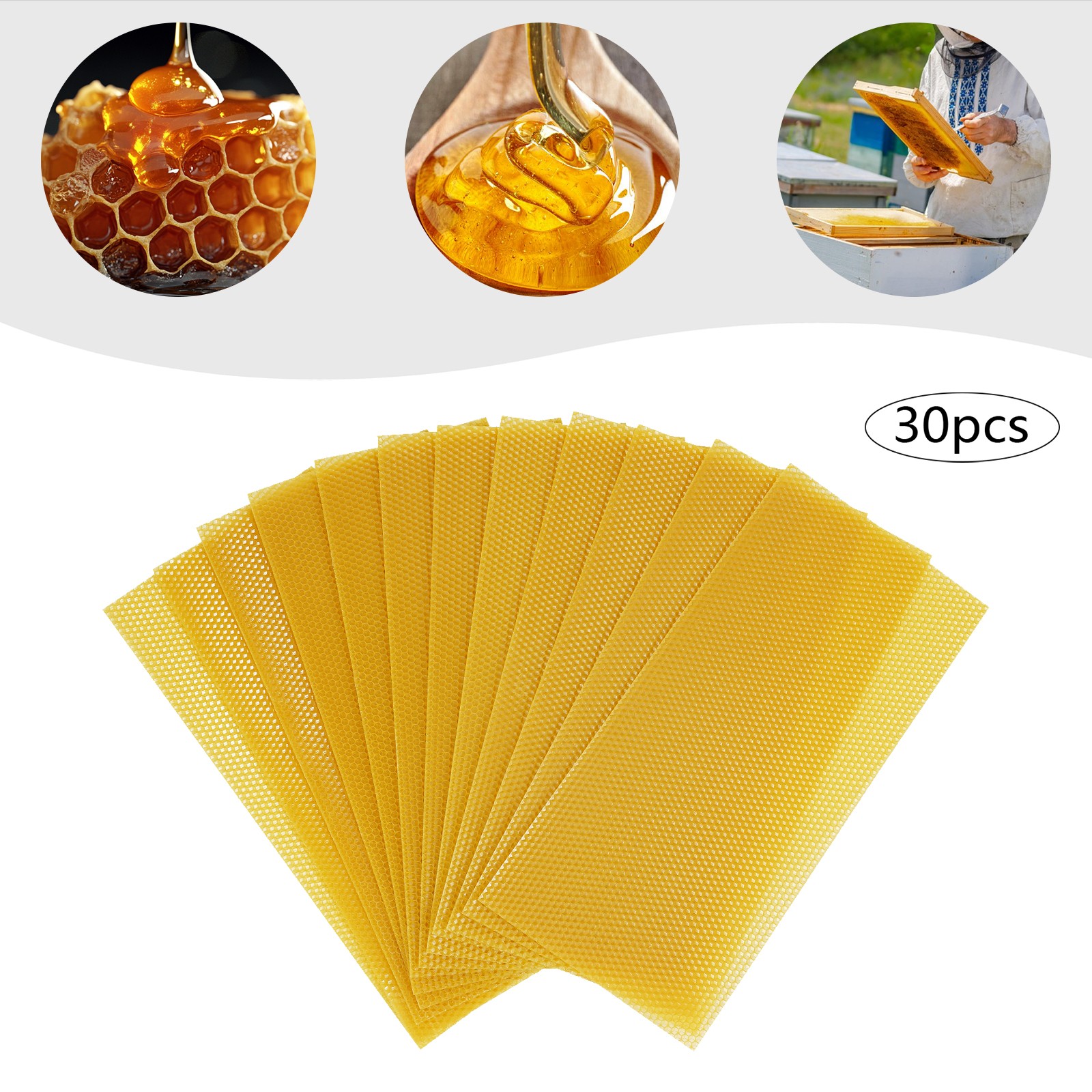 30Pcs 7.7*16.3″ Honeycomb Wax Frames Beekeeping Foundation Honey Bee Hive Tool.