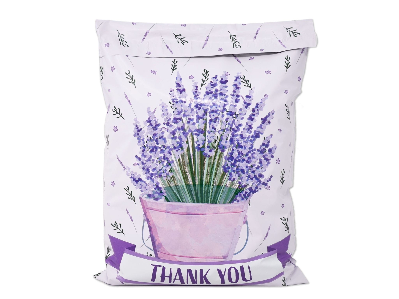 10×13 Lavender Plant Thank you Poly Mailers, Self Sealing Purple Spring Summer M