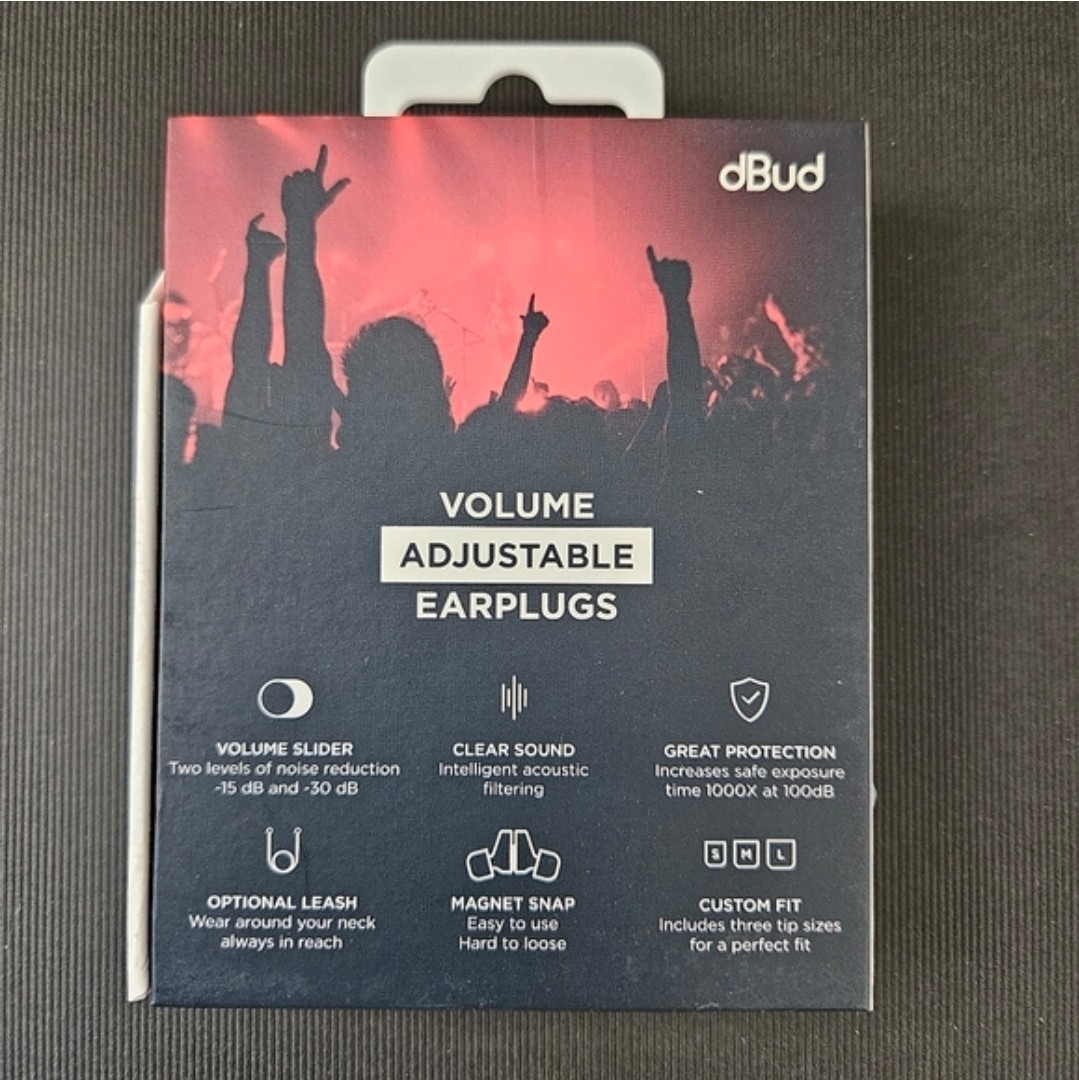 New dBud Volume Adjustable Earplugs Noise Reduction 15-30 dB Hearing Protection