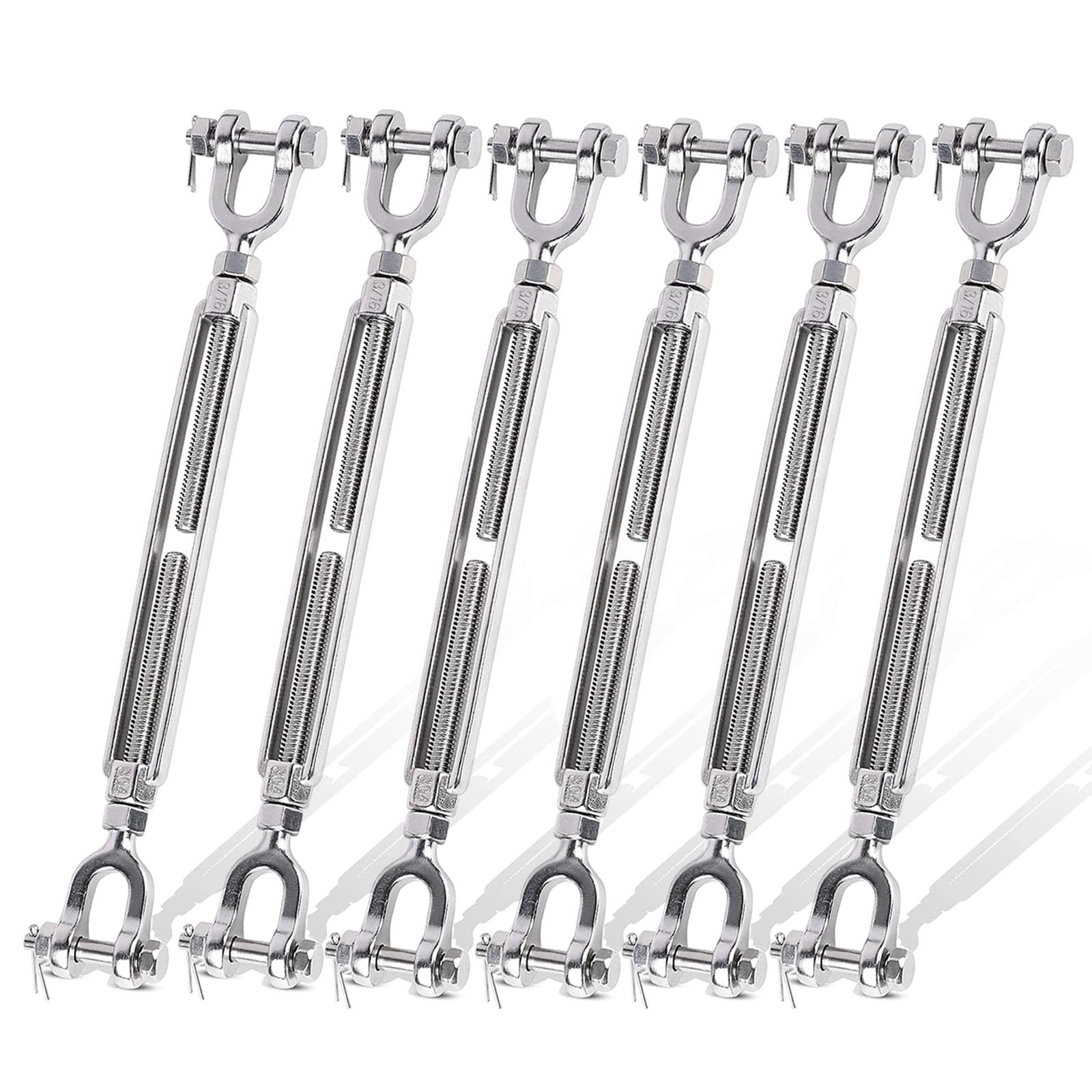 6Pack Turnbuckle 3/16 M5 304 Stainless Steel 660 lb WLL
