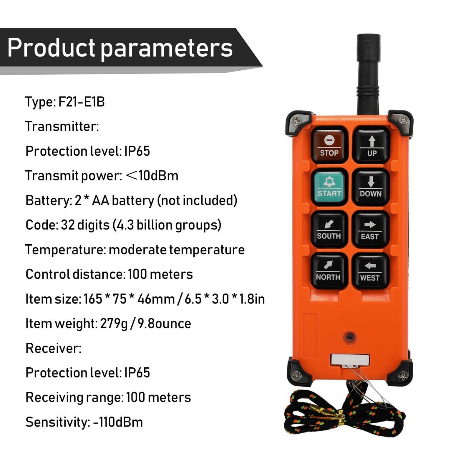 12-72V Wireless Industrial Remote Control for Transmitter & Receiver Hoist Crane