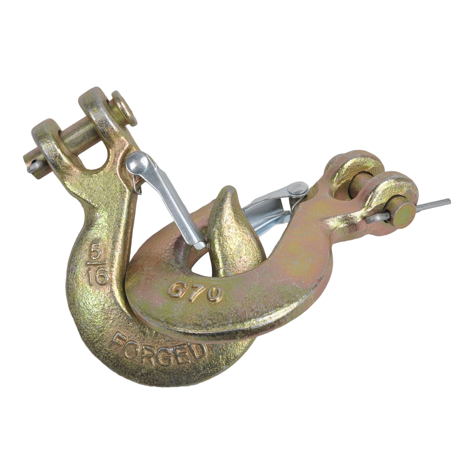 (2) 5/16″ Grade 70 Steel Heavy Duty Forged Clevis Slip Hook With Safety Latch