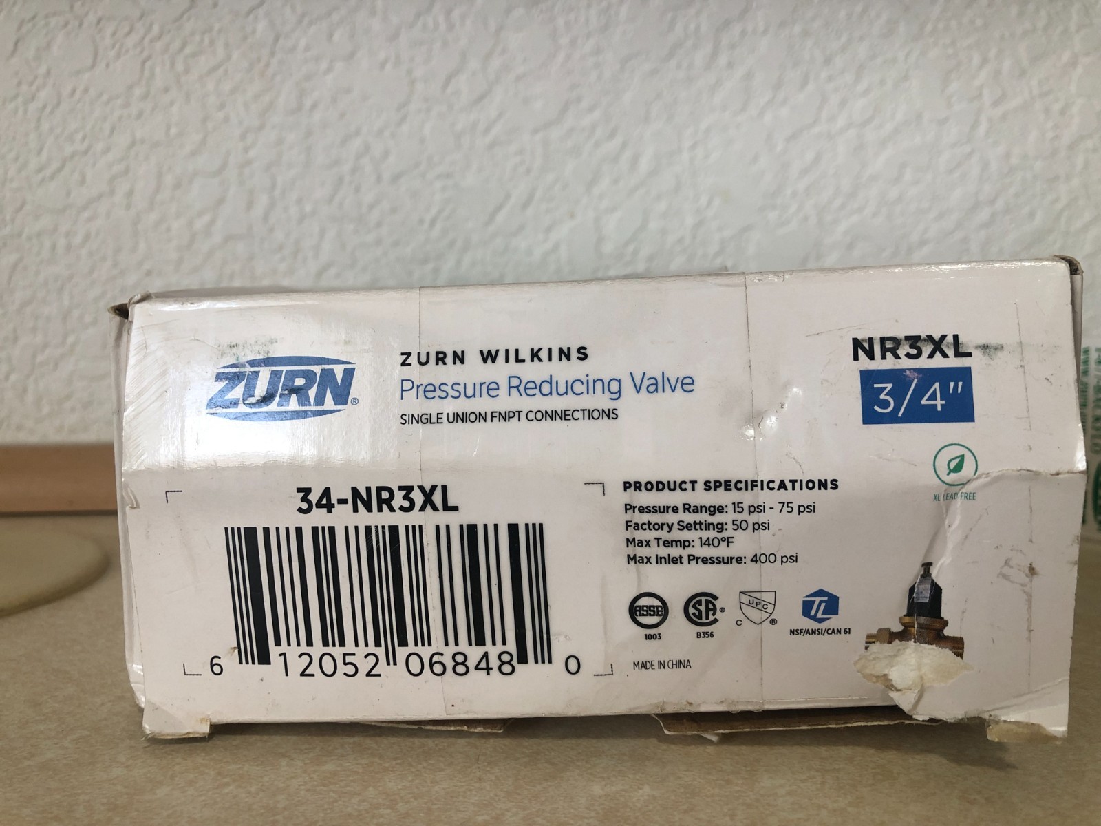 Zurn Wilkins 3/4” 34-NR3XLR / NR3XL Water Pressure Reducing Valve Single Union
