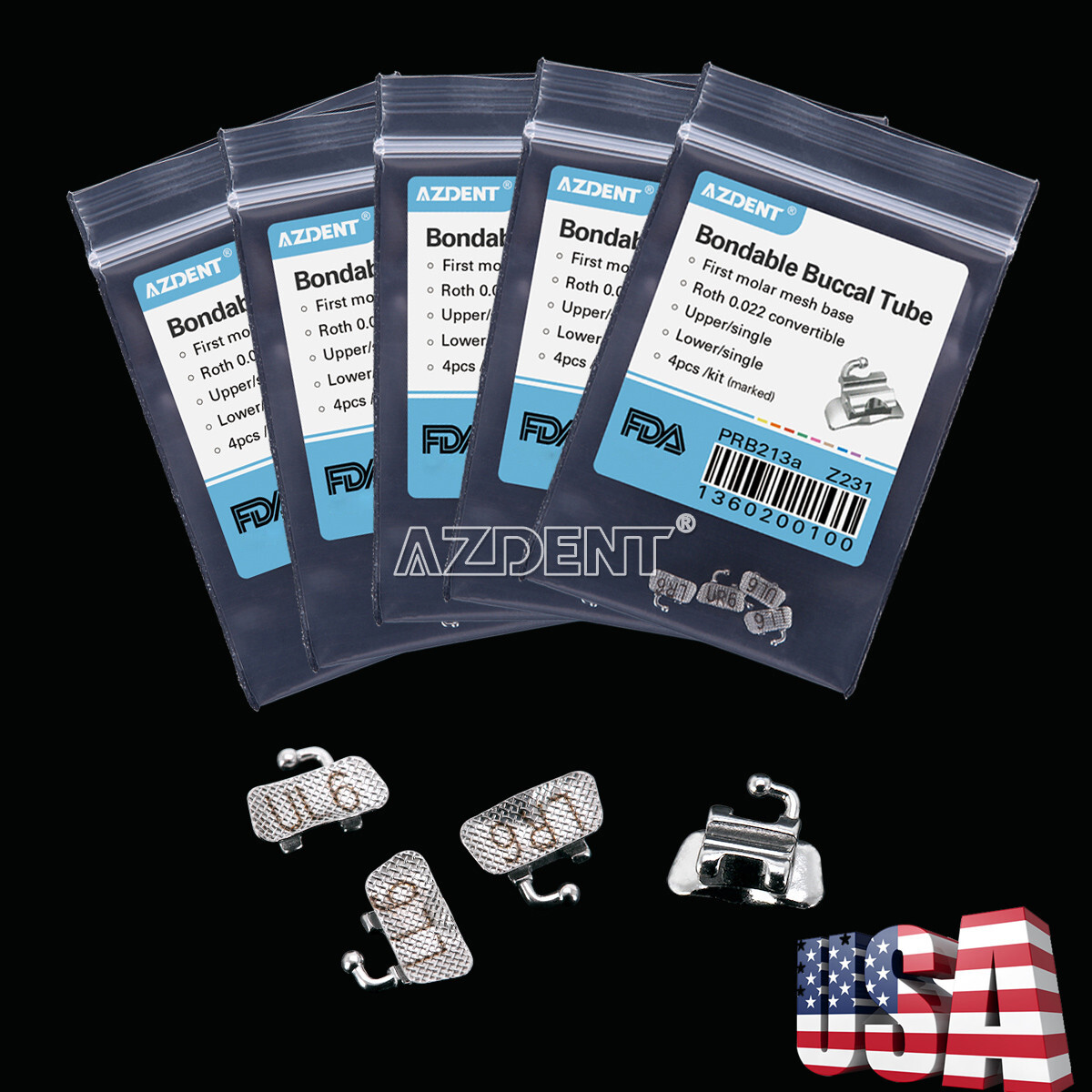 AZDENT Dental Orthodontic 1st Molar Buccal Tube Roth .022″ Bondable Convertible
