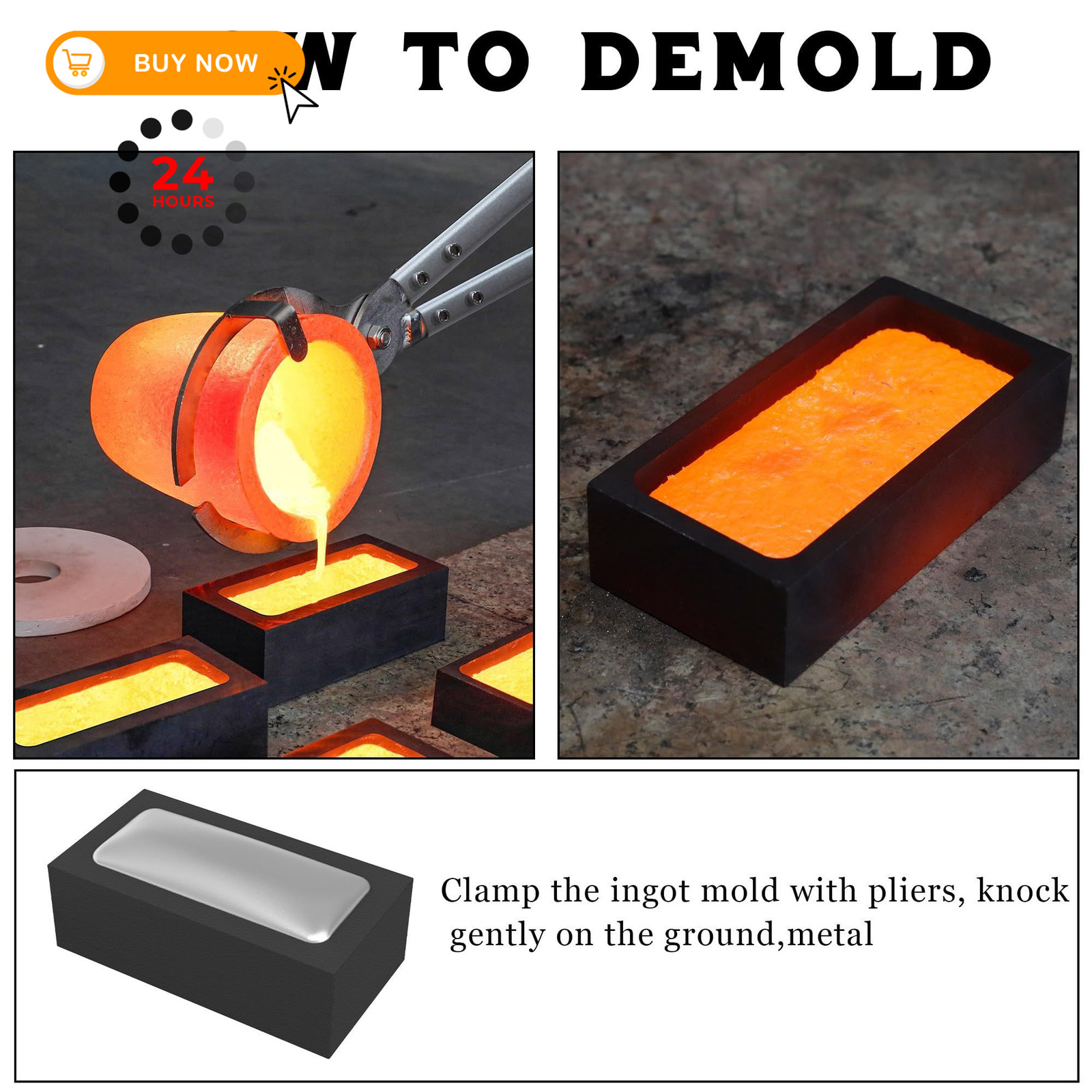 Nelyrho 1 Piece 8kg Graphite Ingot Mold for Casting Gold 8kg-1 piece, black