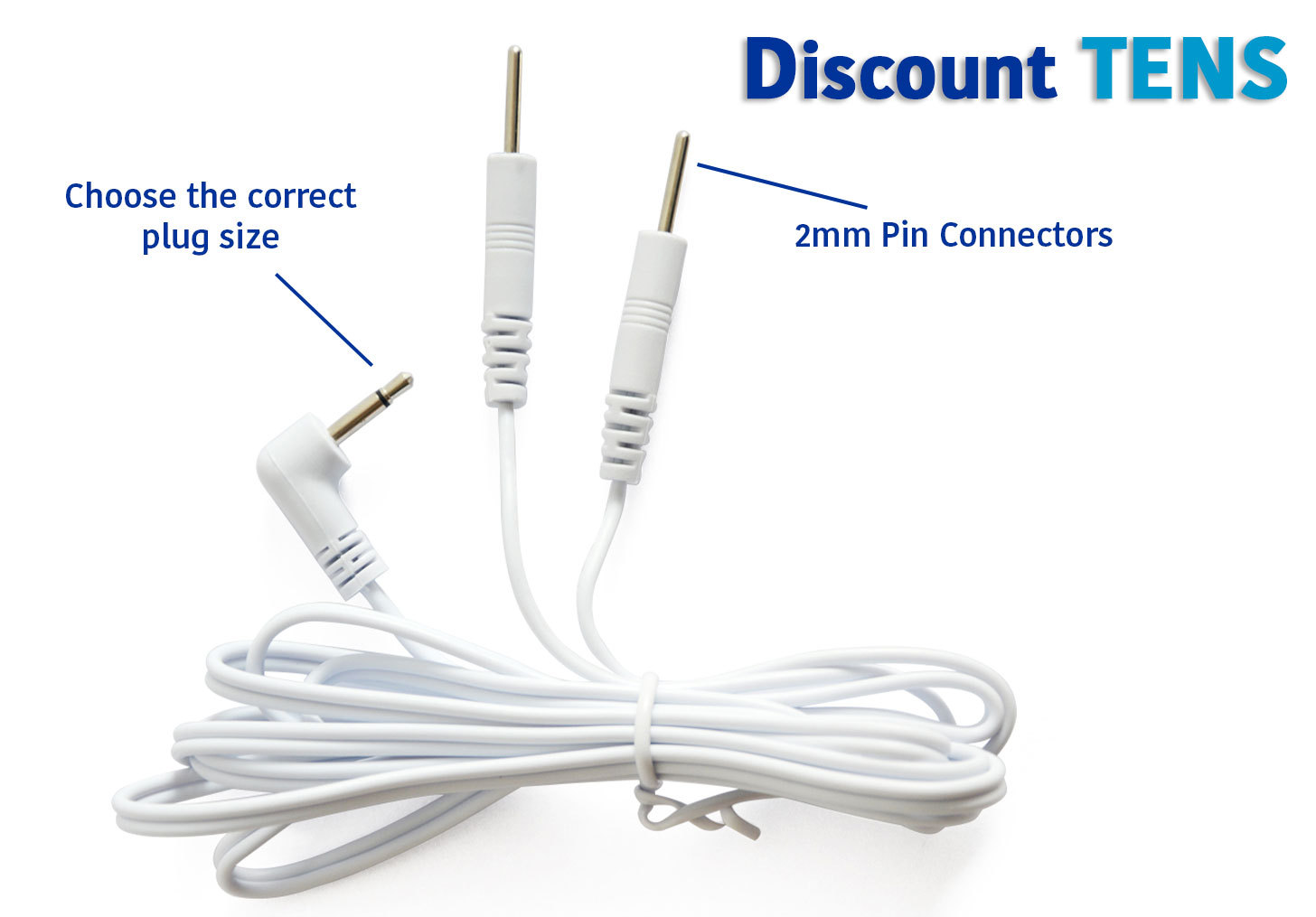 TENS Lead Wires – Two 2mm Pin Connectors – Quantity: 2