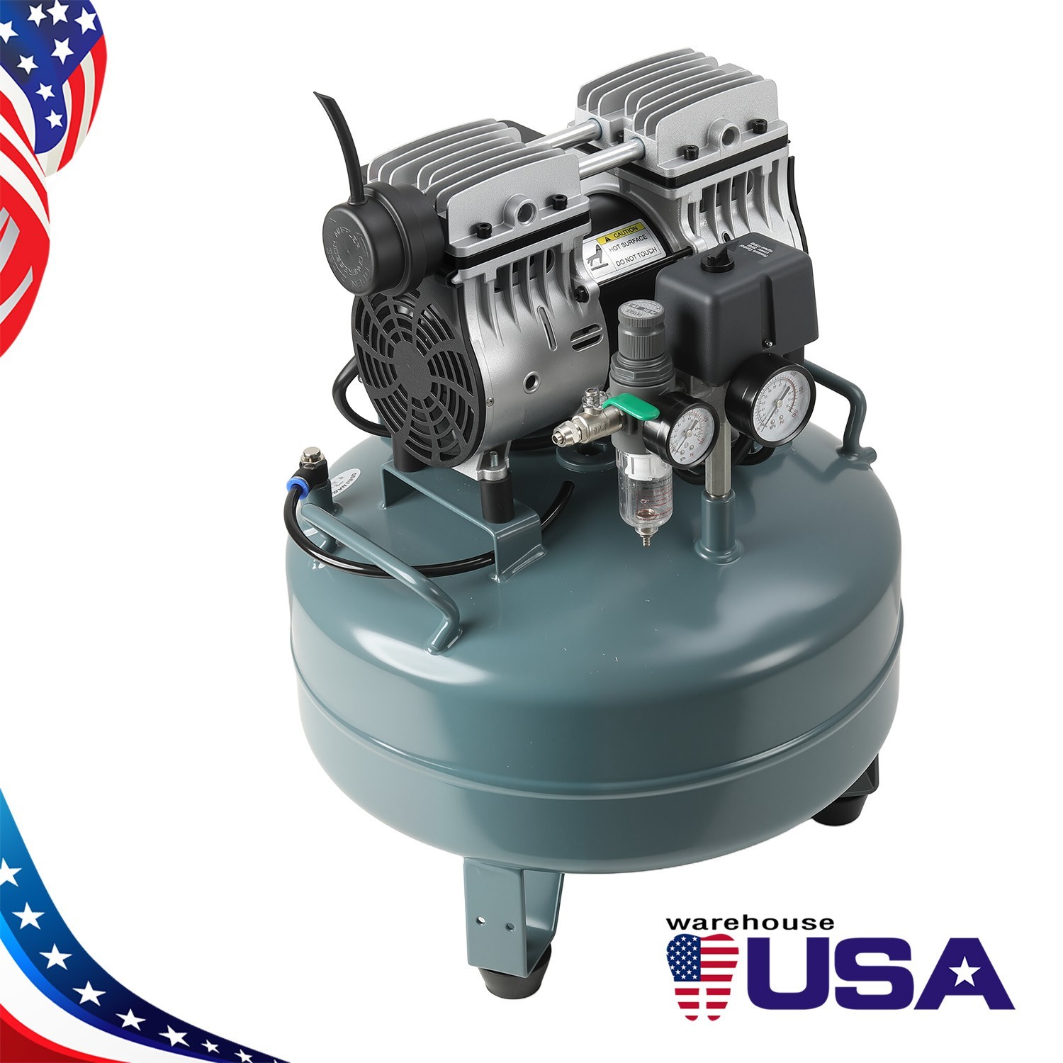 600W 24L Portable Dental Air Compressor Oil Free Silent Air Pump 110V