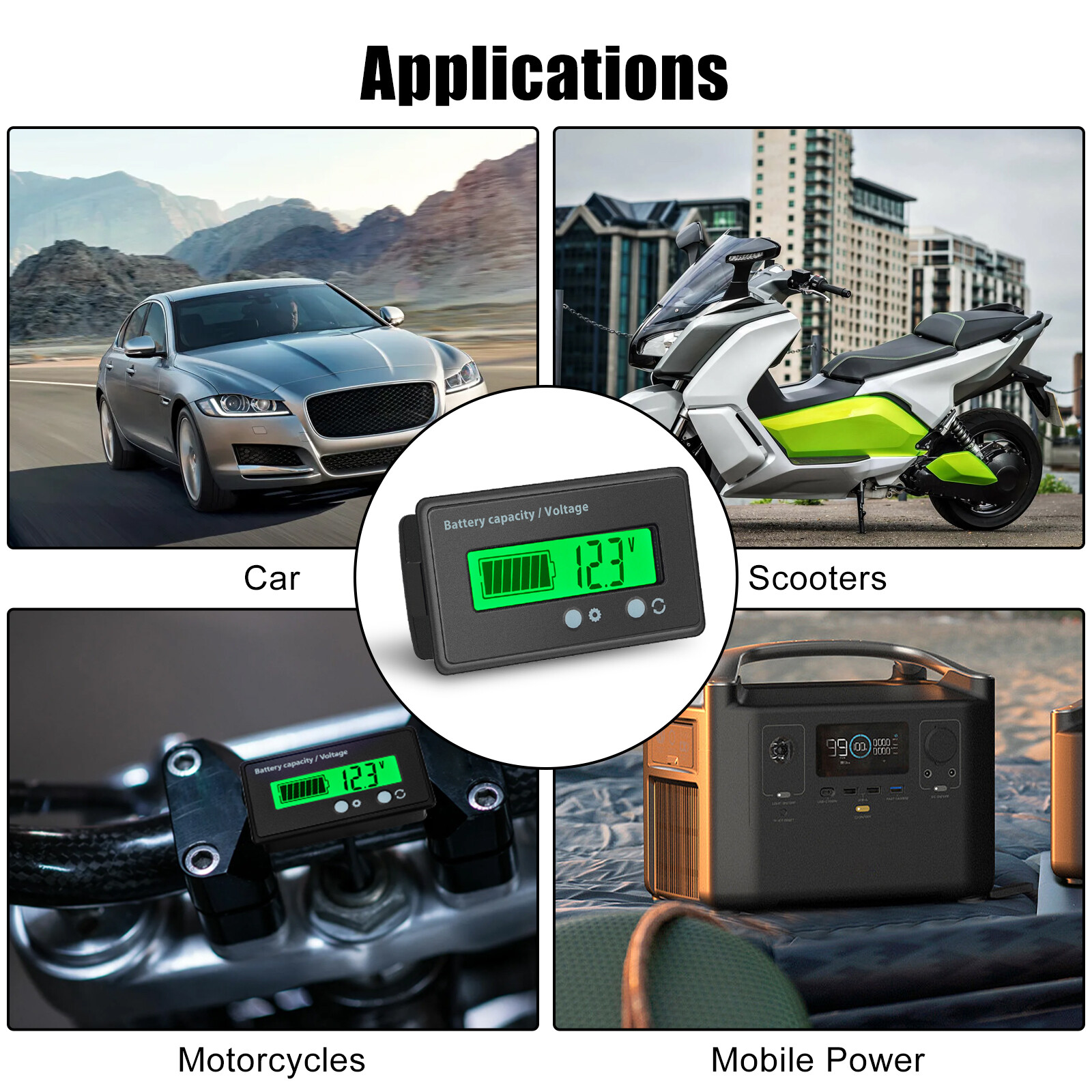 12V/24V/36/48V Battery Status Charge LCD Digital Indicator Monitor Meter Gauge