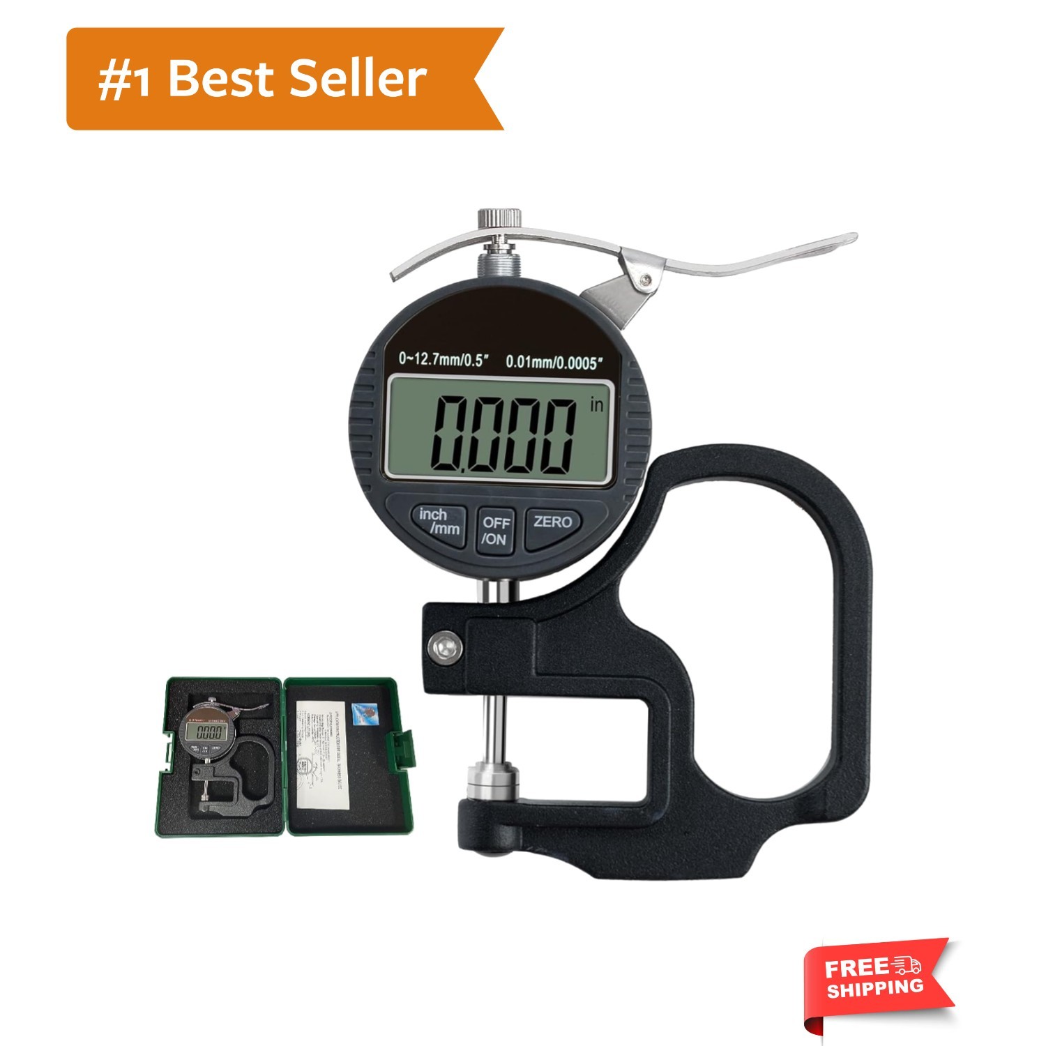 Digital 0.5 inch/12.7mm, 0.0005 inch/0.01mm, Thickness Meter Inch/Metric, Sui…