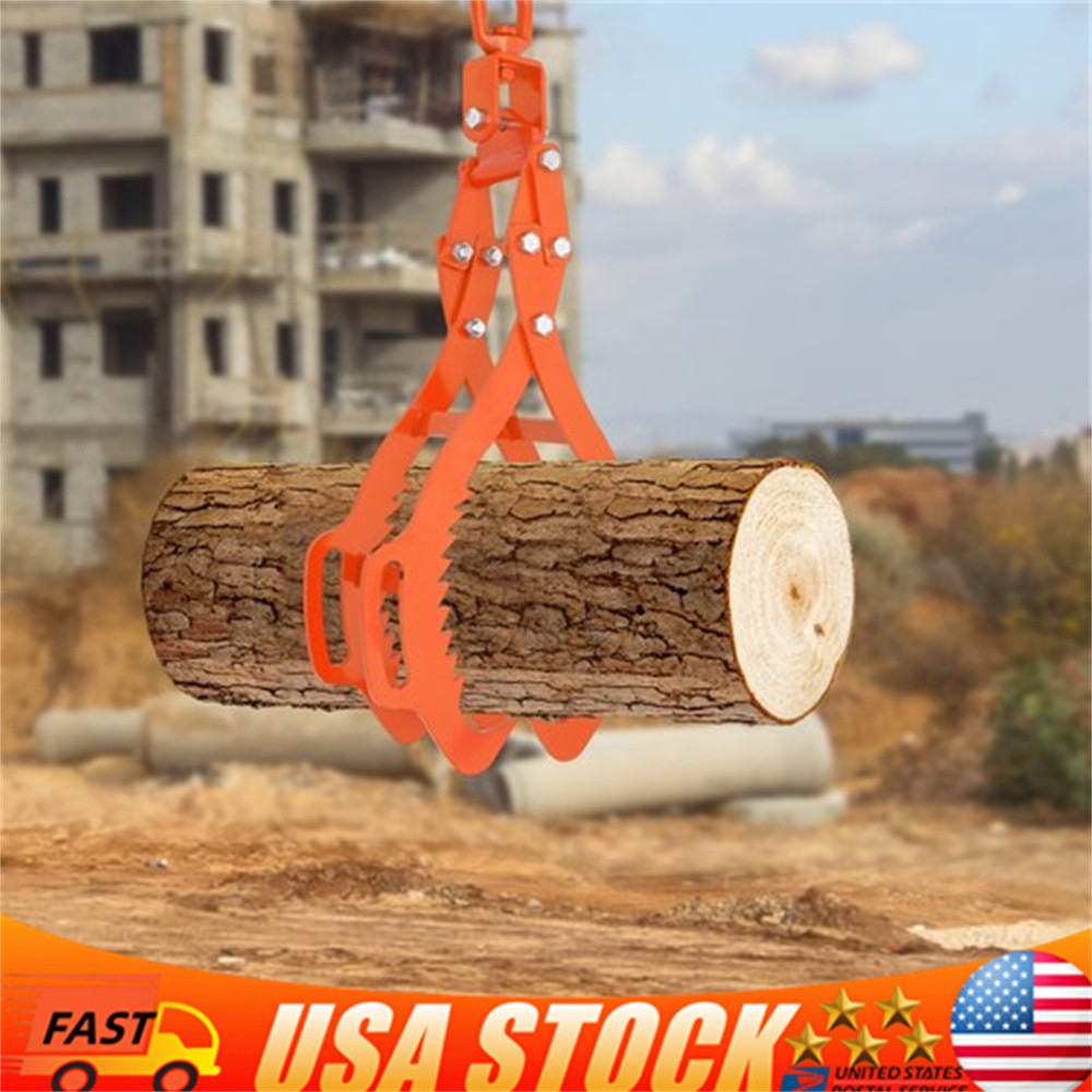 28in Log Lifting Tongs, Tractor Grapple, Heavy Duty,4 Claw Timber Carbon Steel