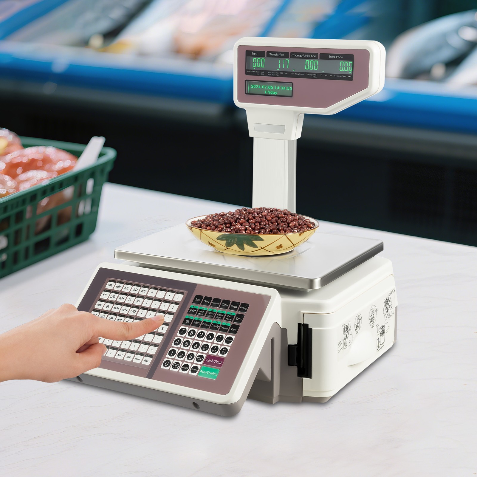 Commercial Digital Price Computing Scale with Thermal Label Printer Supermarket