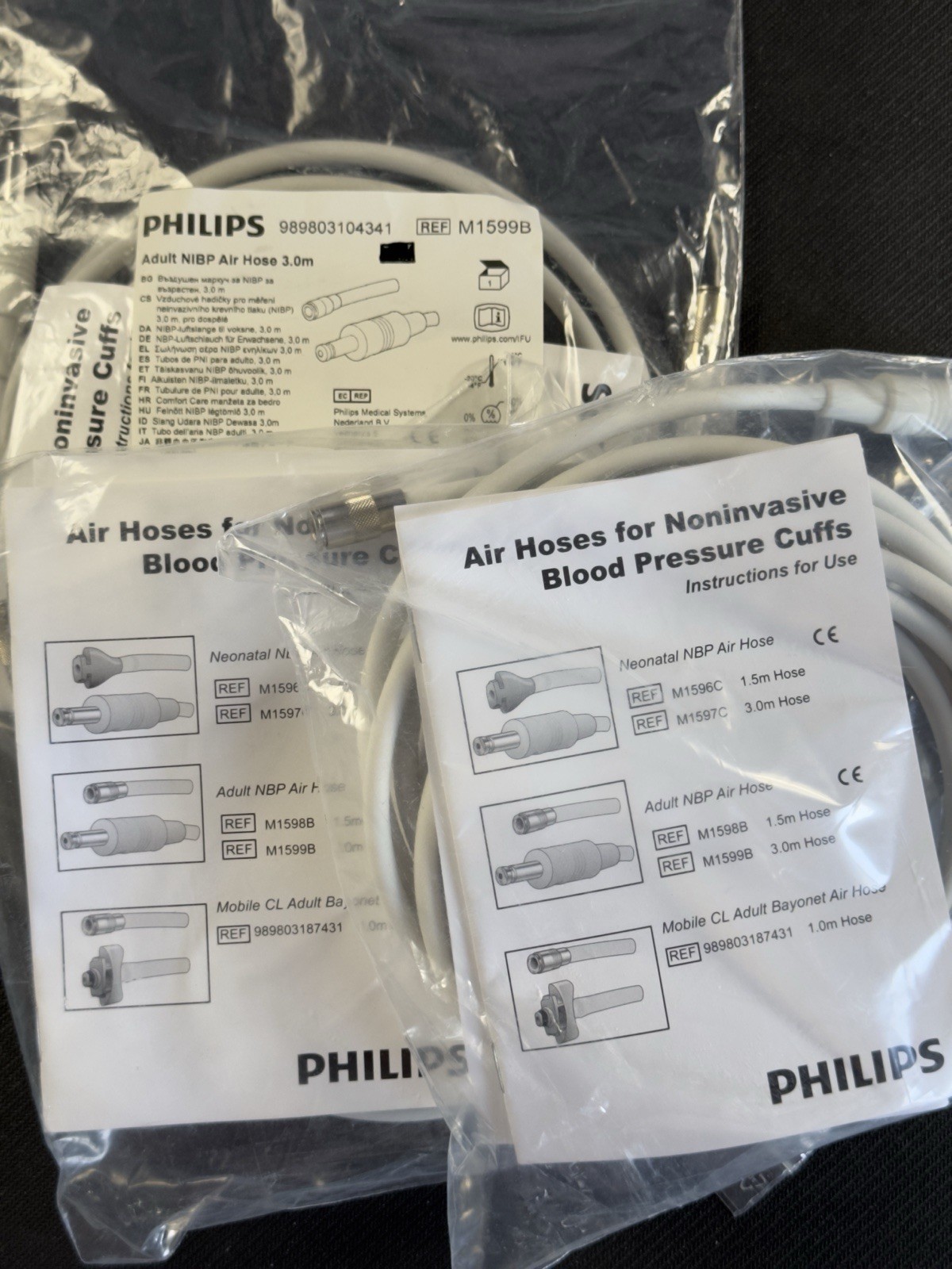 Philips M1599B Adult NIBP Air Hose Length: 9.84′ (3.0m) New Sealed Free Shipping