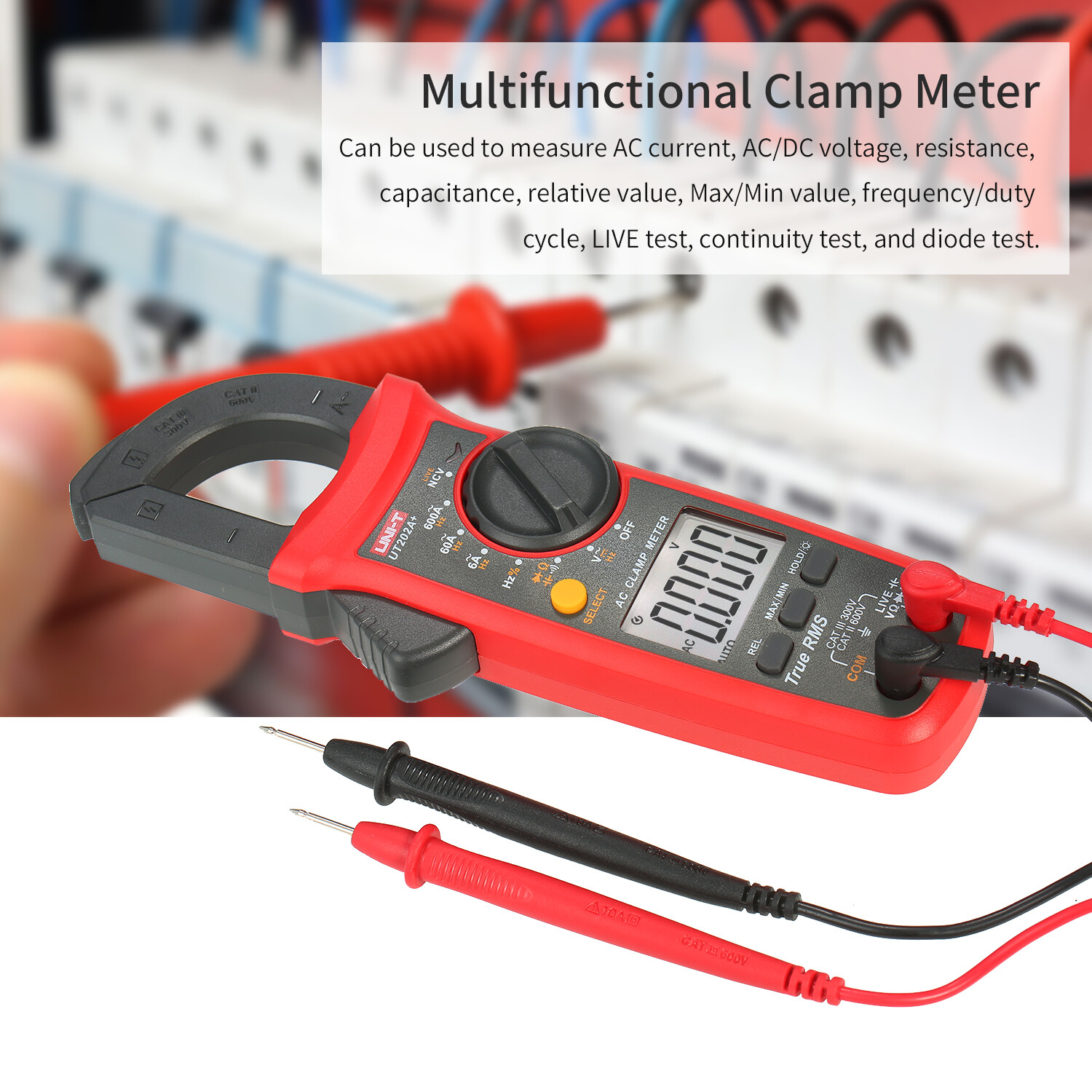 UNI-T UT202A+ LCD Digital Clamp Meter Multimeter Voltage Ampere Ohm NCV Tester