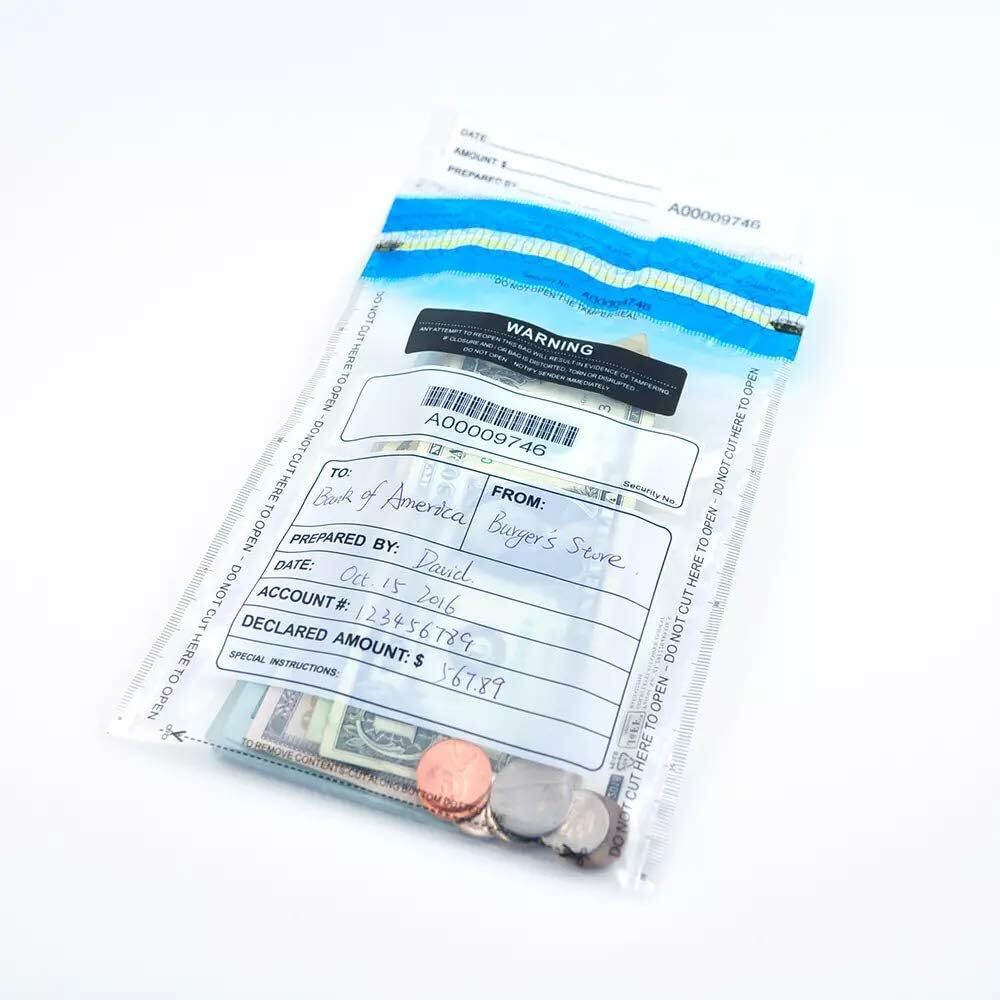 Clear Tamper Evident Deposit Bags 6X9 Inches Self Sealing Waterproof 100 Pack