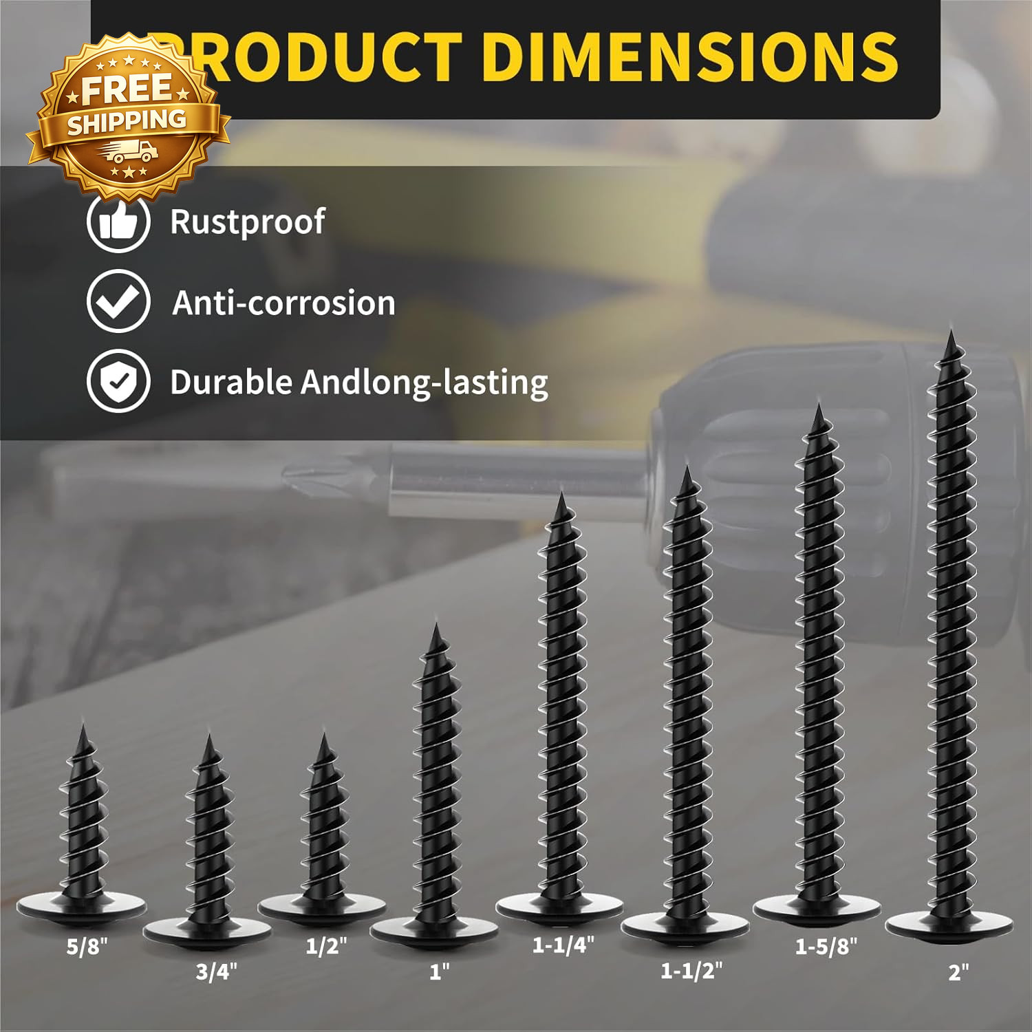 Wood Screws 1/2 Inch 160 PCS Premium Phillips Truss Head Black Wood