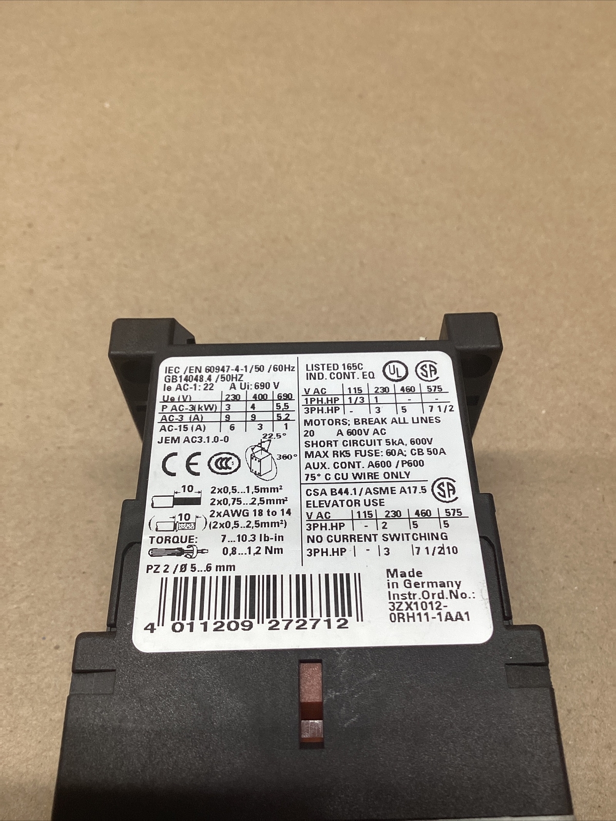 Siemens Sirius 3RT1015-1BB42 W/Surge Suppressor 3RT1916-1EH00 #702PT67FML