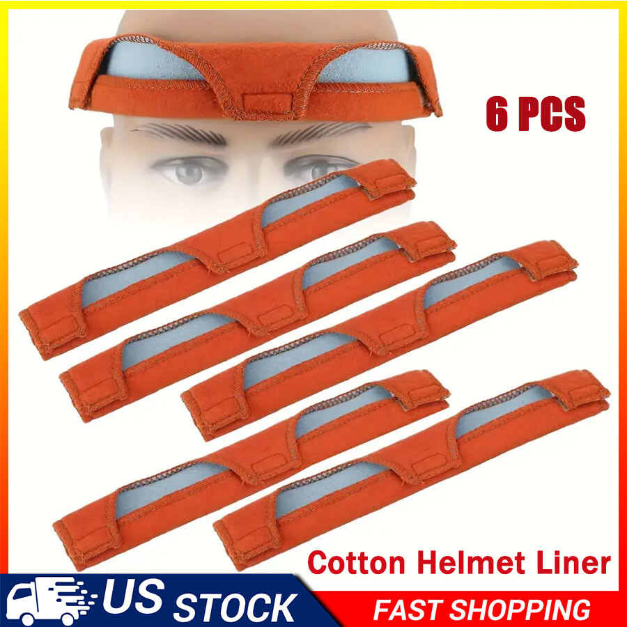 6 Pcs Hard Hat Sweatband Cotton Helmet Liner Accessories Washable Sweat Bands