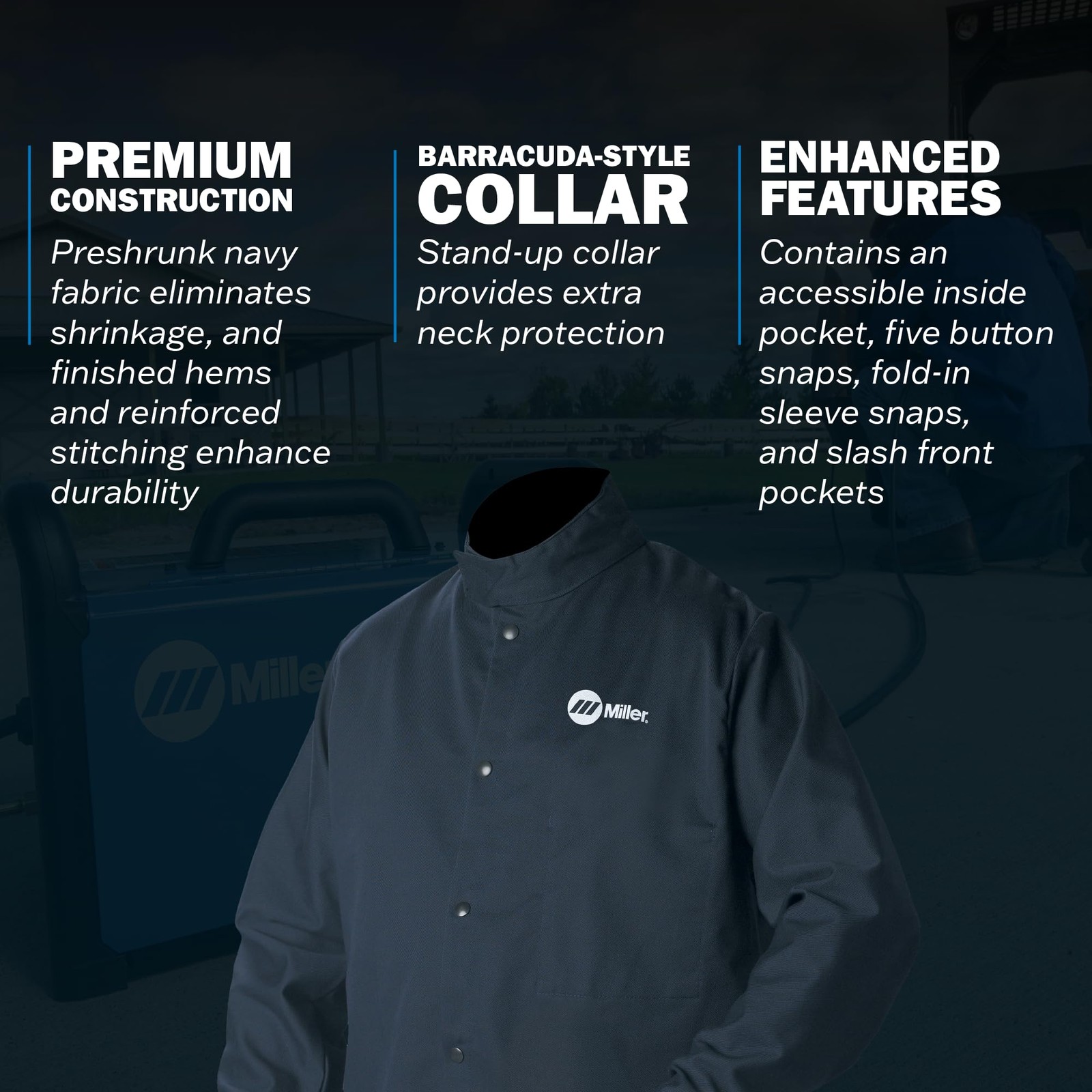 Classic Cloth Jacket – 9oz Navy Cotton Welding Jacket XL – Everyday-Use Welde…