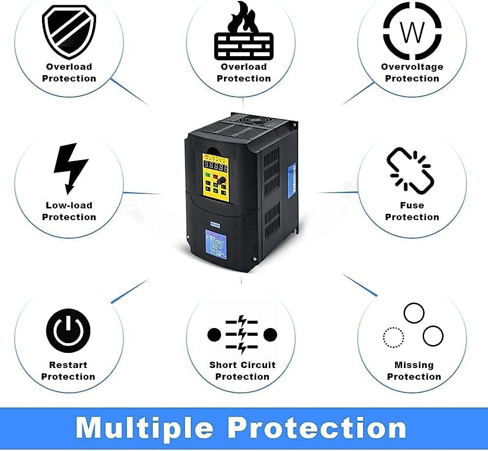 7.5KW 10HP VFD 220V 1 or 3 Phase Input 3 Phase Output Variable Frequency Drive