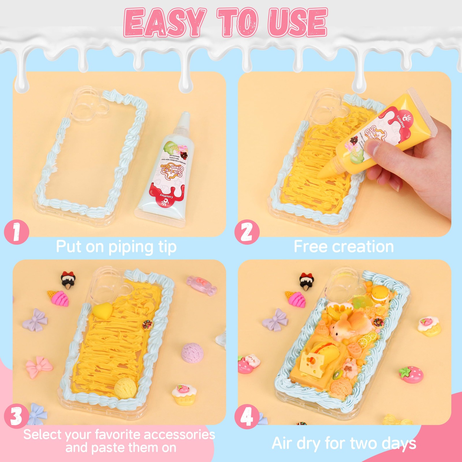 ColoPlay Whipped Cream Glue Kit 12PCS 50g 18PCS Piping Tips CP0014-B