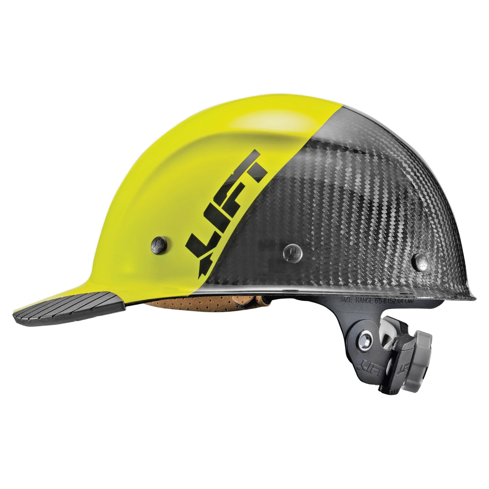 LIFT SAFETY-CAP STYLE-CARBON FIBER-50/50 HI-VIZ YELLOW & BLACK-ANSI CLASS C