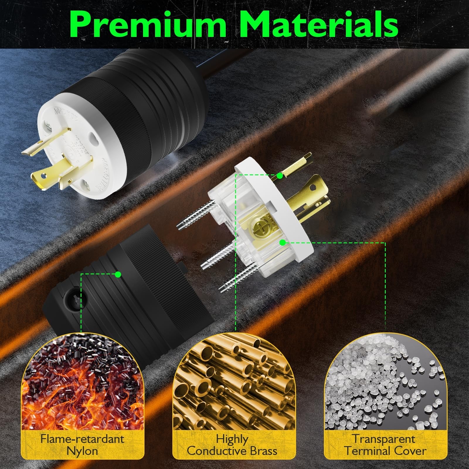 1 Set NEMA L6-30P and NEMA L6-30R Locking Plug and Connector, Generator Twist…
