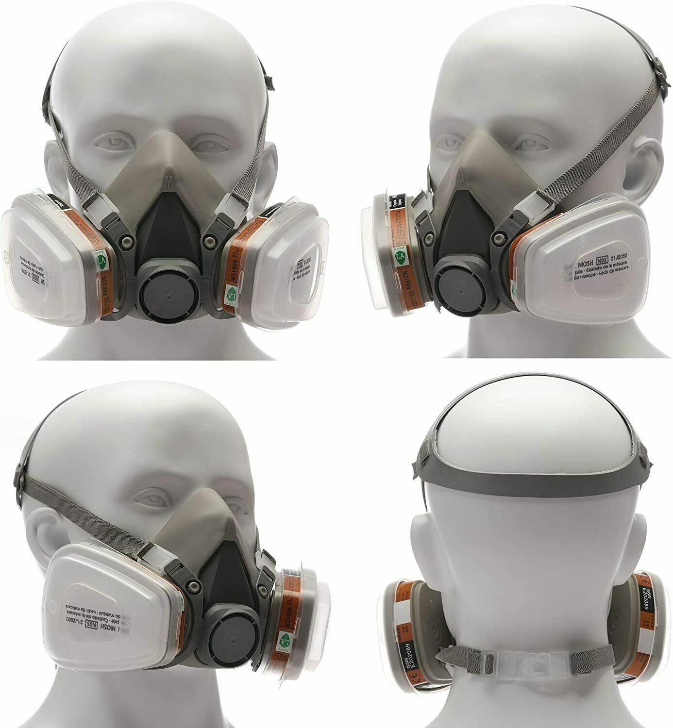Half Face Respirator Gas Mask Facepiece Spray Painting Safety Glasses For 6200