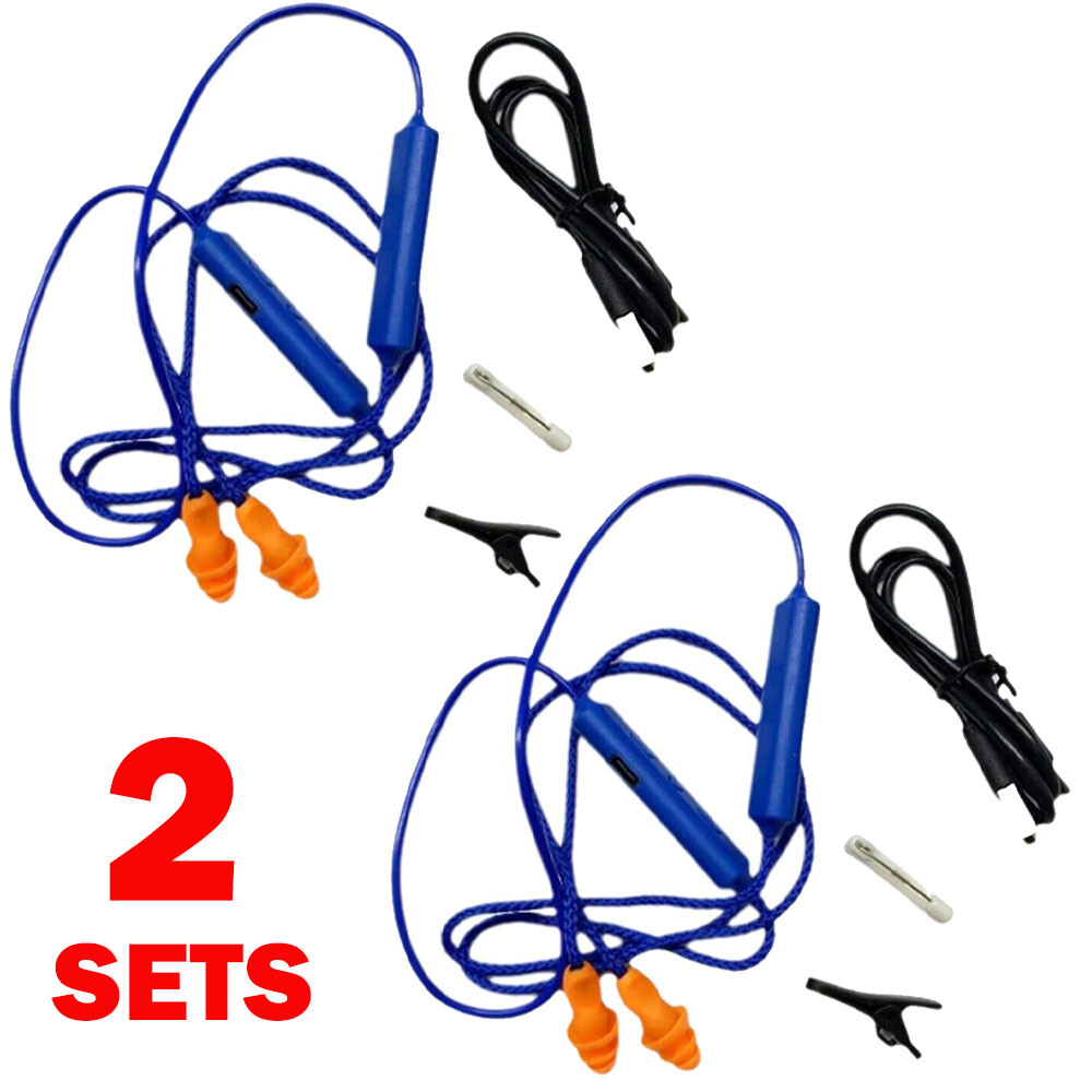 2Set Blue Ear Plugs Bluetooth Earphone For Work, Noise Suppression, Hearing US