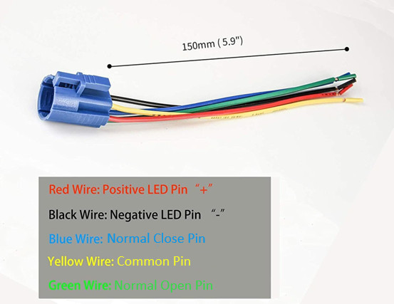 16mm 12V LED High Head Push Button Switch Latching/Momentary with Wire Socket