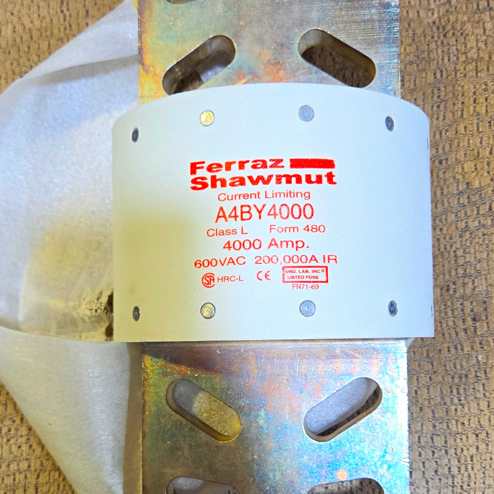 Ferraz Shawmut A4BY4000 Class L Current-Limiting HRC Cartridge Fuse 4000A 600VAC