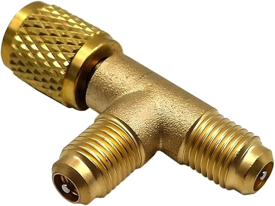 Ywdiml Car Quick Coupler Access Tee, Brass 1/4″ SAE Valve Core Tee Adapter for