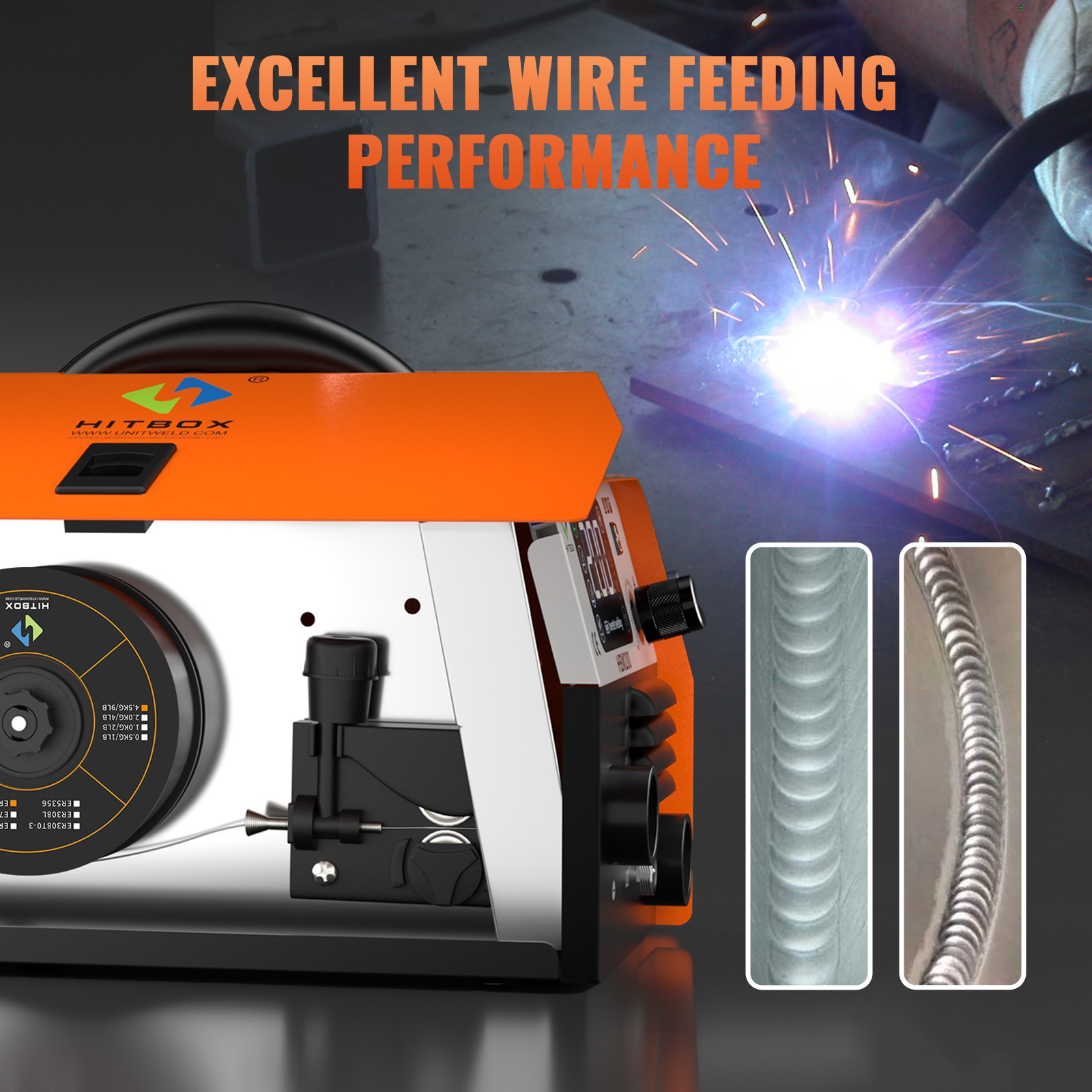 HITBOX 10lb Stainless Steel Welding Wire 0.035in ER70S-6 Low Spatter Heavy Gauge
