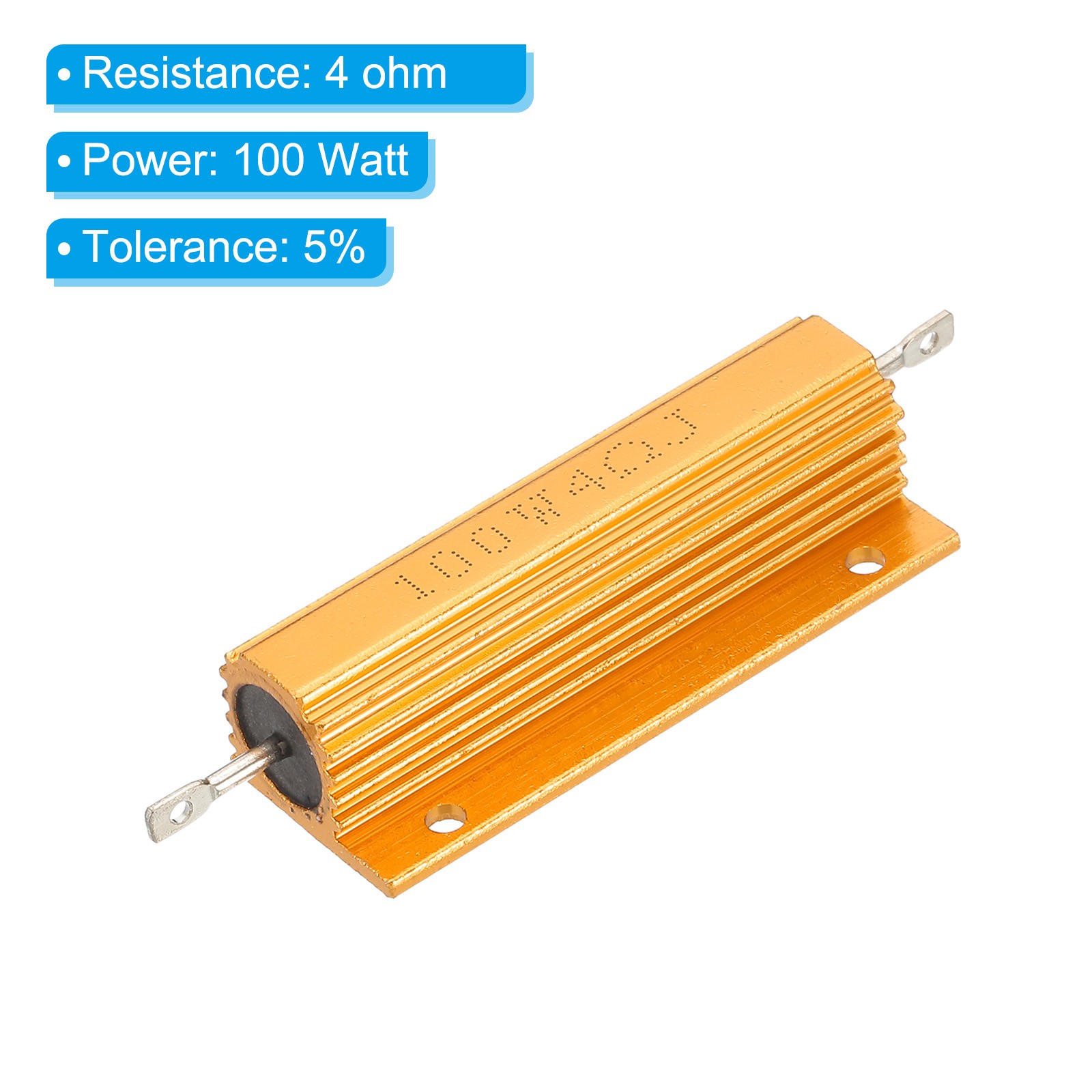 8PCS 100W 4 Ohm Aluminum Shell Resistor Aluminum Housing Resistor Golden