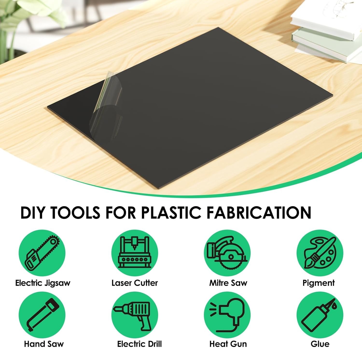 ABS Plastic Sheet 1/16 Inch Thick – 16″ X 12″, 2 Pack Black Plastic Sheet Rigid