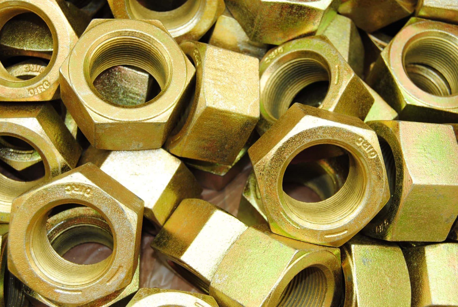 (6) 1-1/2-12 Hex Finish Nuts Grade 8 Yellow Zinc Plated 1-1/2 -12 Fine Thread