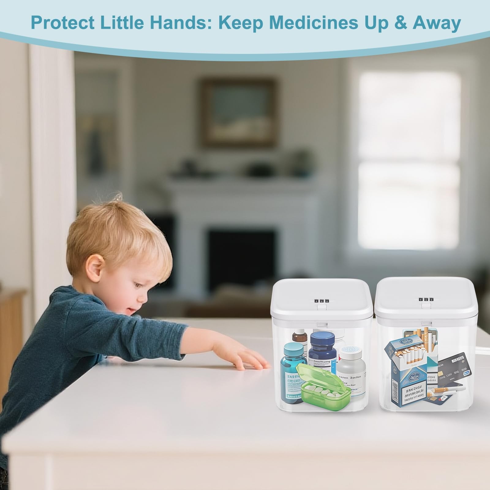 Lock Box for Medicine & Snacks – Childproof Storage Box with Combination Lock…