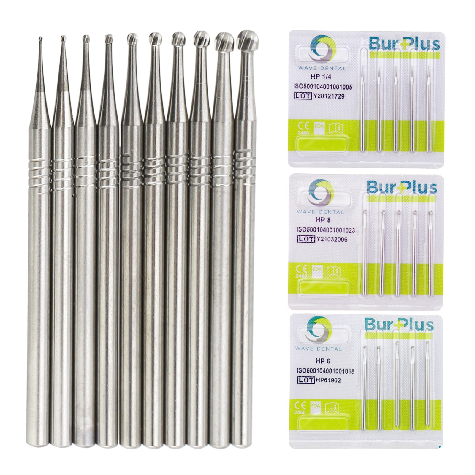 Wave Dental HP Burs Carbide Round HP 1/4 6 8 Long Straight Low Speed Bur 44.5m