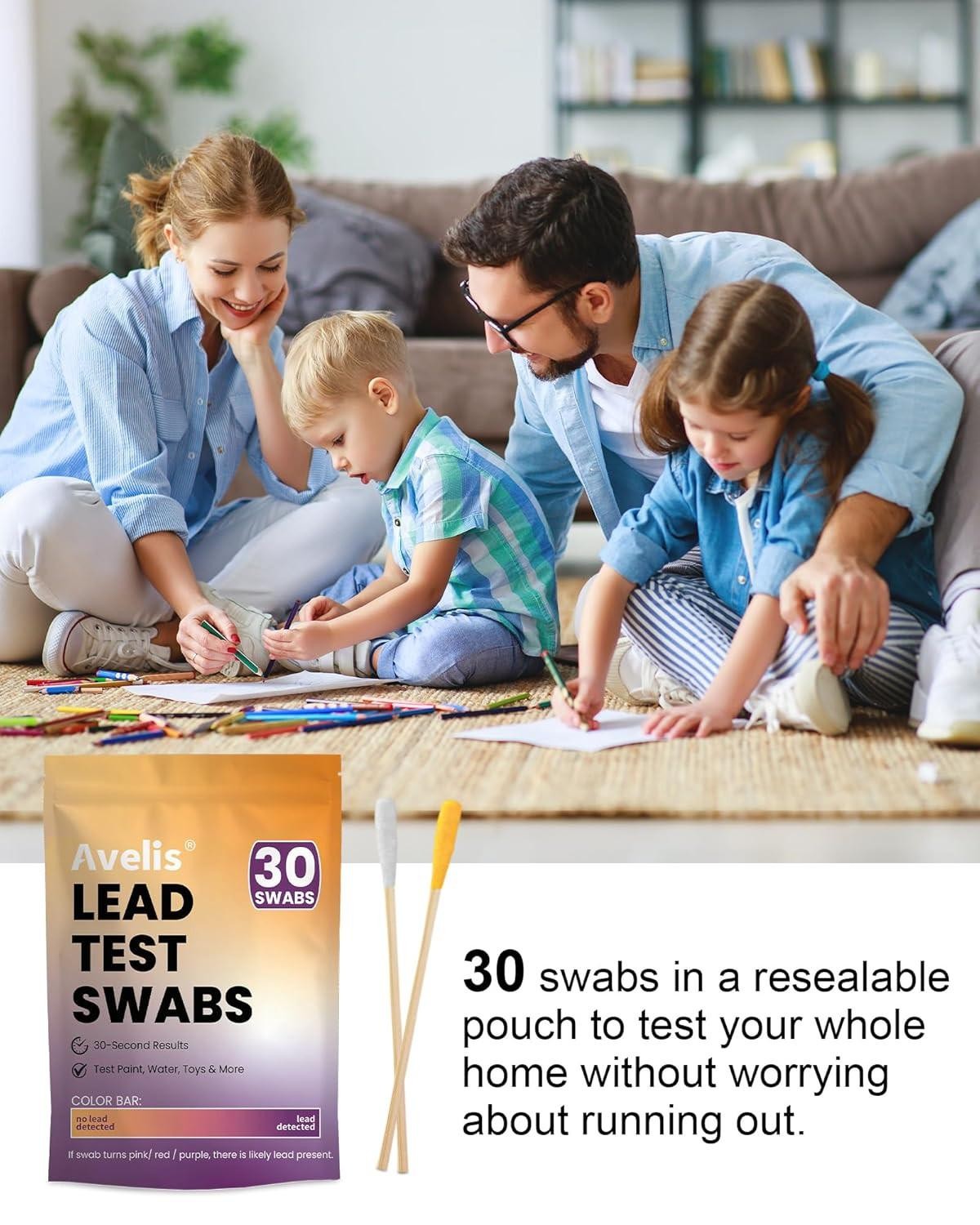 30 Pcs Lead Test Kit for Dishes, Premium Lead Testing Swabs for Paint & Jewelry,