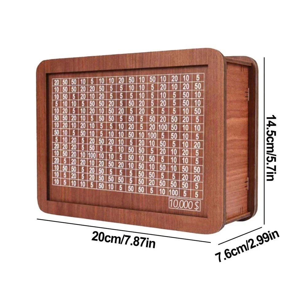 $10000 Money Saving Challenge Box Cash Vault Wooden Savings Box Cash Saver