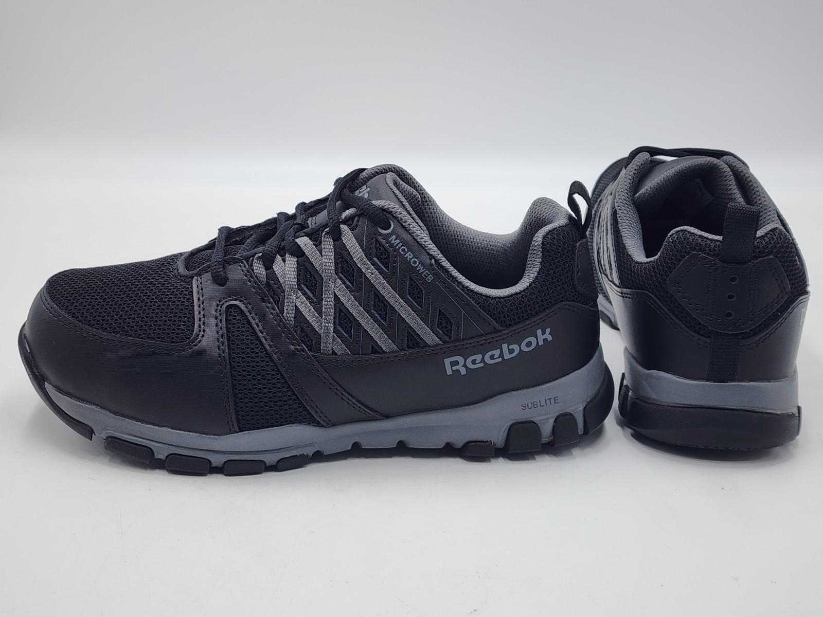 Reebok Steel Toe Sublite Black Work Sneakers Wide Sz Men’s 8 / Women’s 10