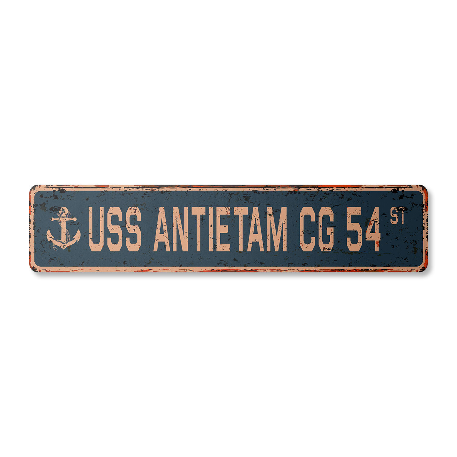 USS ANTIETAM CG 54 Vintage Street Sign us navy ship veteran sailor rustic gift
